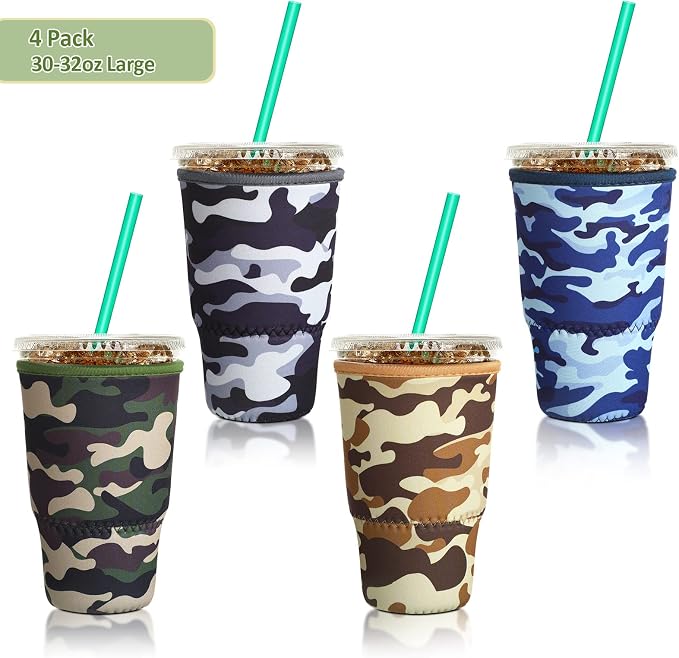 Patelai 4 Pieces Reusable Iced Coffee Sleeve Cup Insulator - Image 2