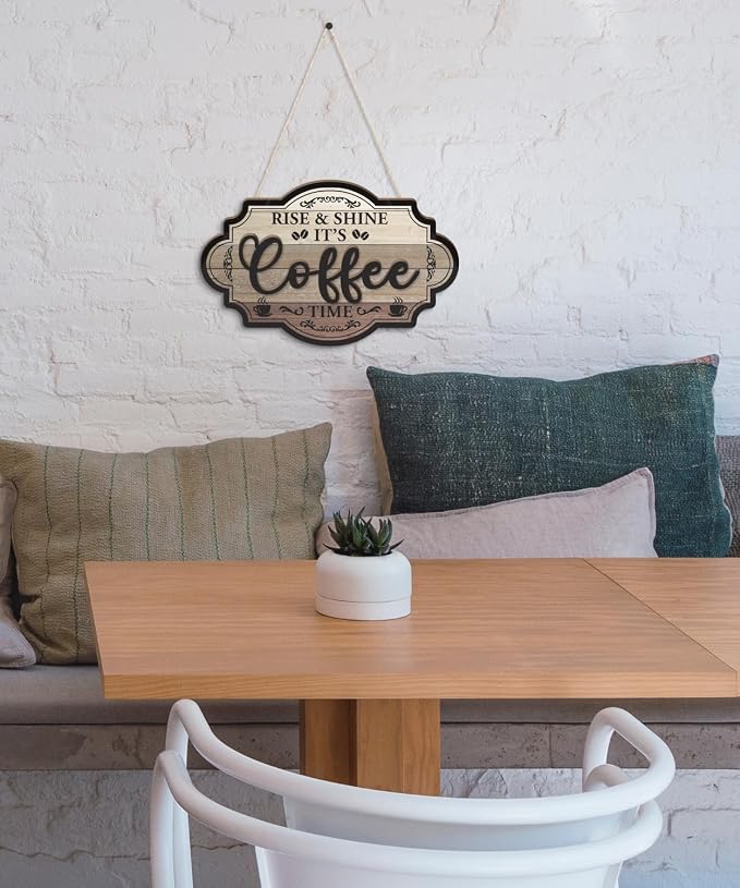 Putuo Decor Farmhouse Coffee Bar Sign, Rise & Shine Its Coffee Time Wall - Image 5