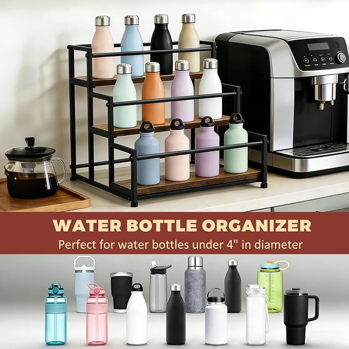Coffee Syrup Rack Organizer, 3-Tier | Metal Bottle Holder, Holds 12 Bottles - Image 5
