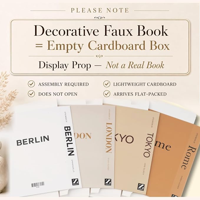 PROBENEX 4 Pcs Decorative Books | Faux Mocha Coffee Table & Shelf Decor | Warm - Image 2