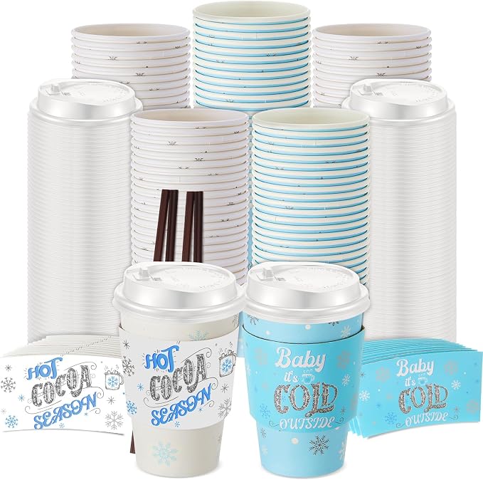 Pickmesh 50 Sets 12oz Winter Baby Shower Party Coffee Cup Sets, Baby It's Cold by Pickmesh