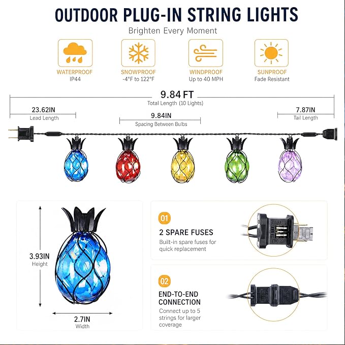 Vigdur Pineapple String Lights - Image 4