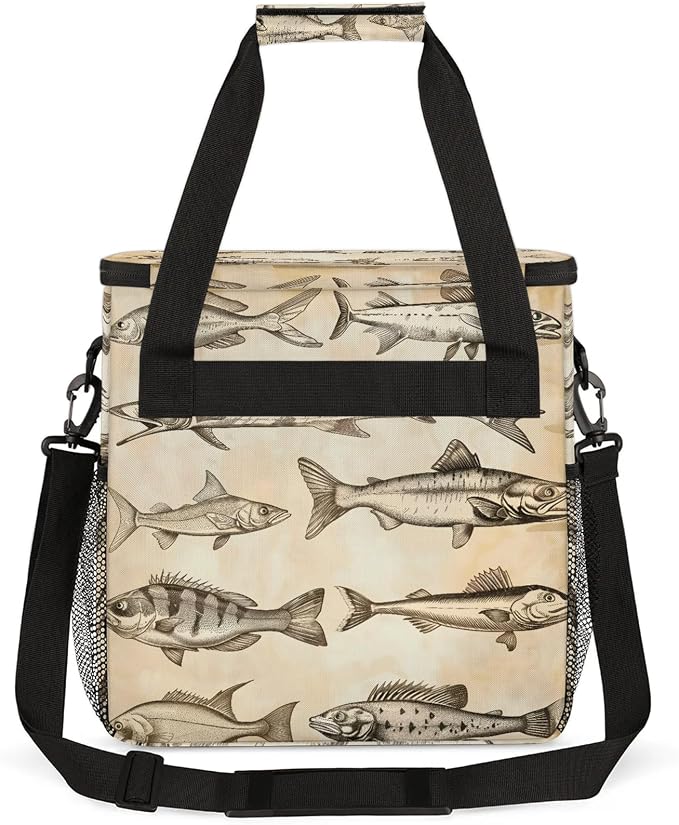 Vintage Retro Fish Coffee Maker Carring Bag, Large Insulated Storage Organizer - Image 5