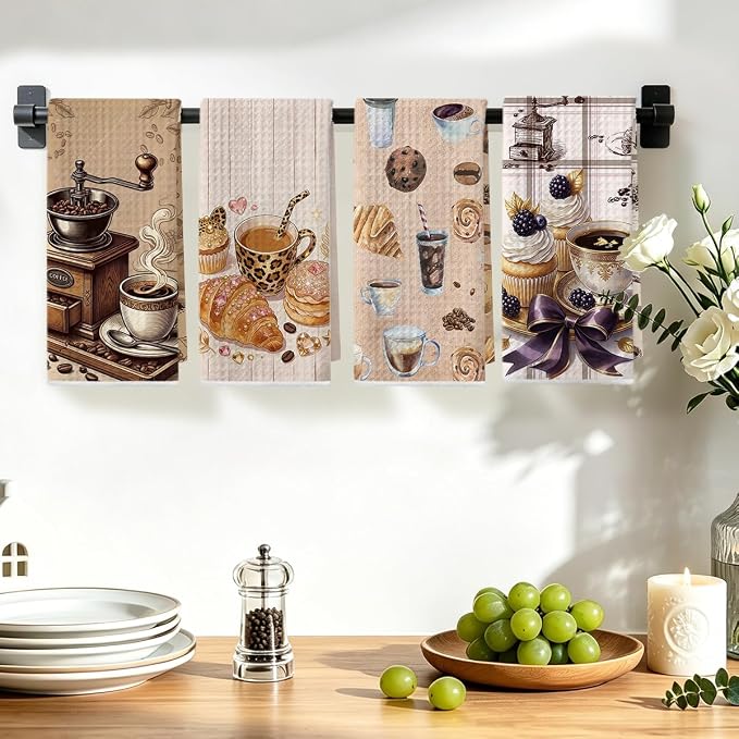 Hanamiya Na 4 Pcs Vintage Coffee Kitchen Towels 14x24 Inch, Housewarming Gifts - Image 4