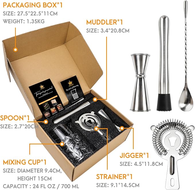 Cocktail Mixing Glass Kit, 24 OZ Crystal Stirring Glass - Image 2