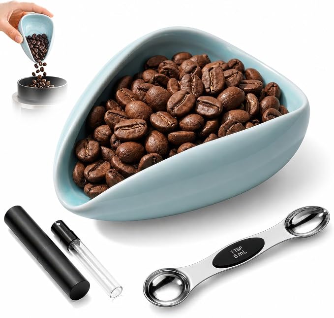 Ceramic Coffee Bean Dosing Cup + 10ml/0.35oz Sprayer + 5ml/0.18oz Dual-Headed by MISHANIER