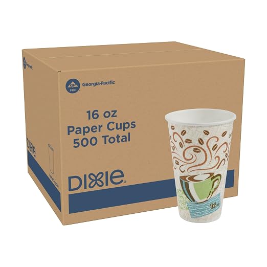 Dixie PerfecTouch 16 oz Paper Coffee Cups By GP PRO, Coffee Haze Design by Georgia-Pacific