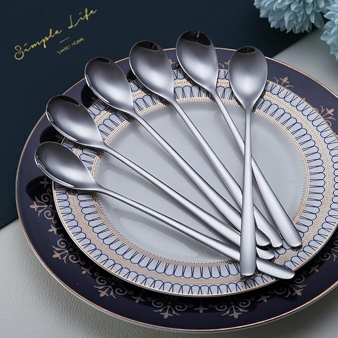 Premium Stainless Steel Coffee Stirrer Set, Long Handle, Ice Tea & Cream Spoons - Image 3