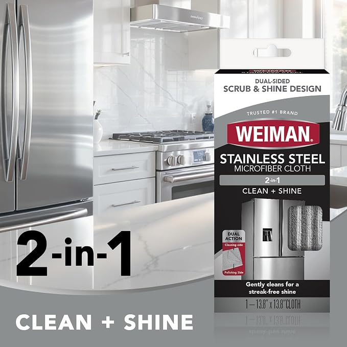 Weiman Microfiber Cloth for Stainless Steel, Safely Traps and Removes Dirt - Image 2