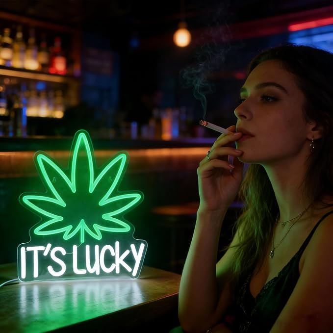 Weed Leaf Neon Sign Green LED Neon Lights Signs - Image 2