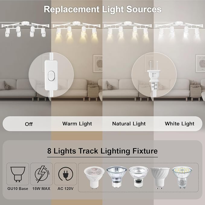 Plug in Track Lighting LED, Track Lighting Fixtures Ceiling, Plug in Wall Light - Image 3