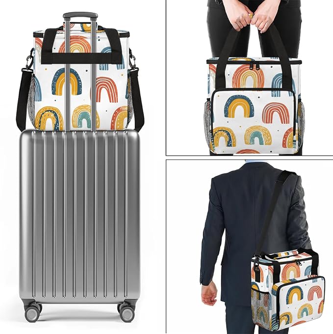 Boho Rainbow Coffee Maker Carring Bag, Large Insulated Storage Organizer Case - Image 7