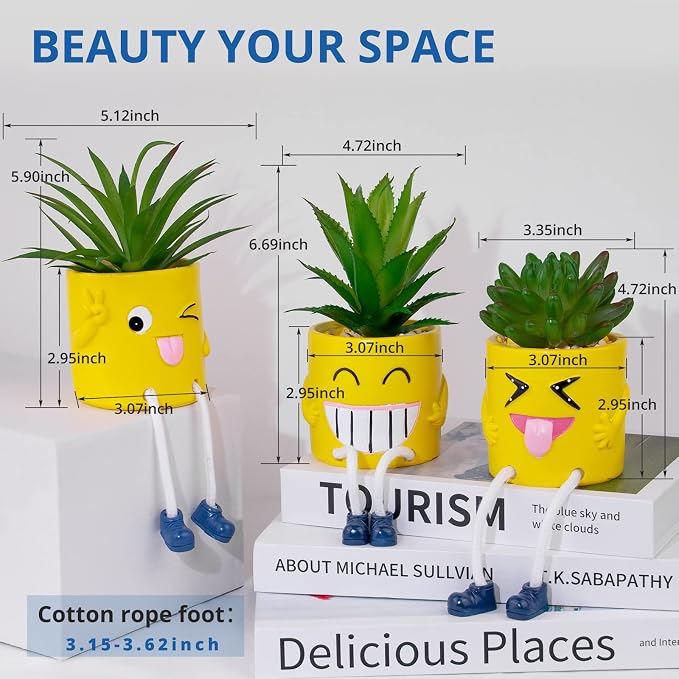 3Pcs Cute Fake Plants Small Potted Succulents - Image 6
