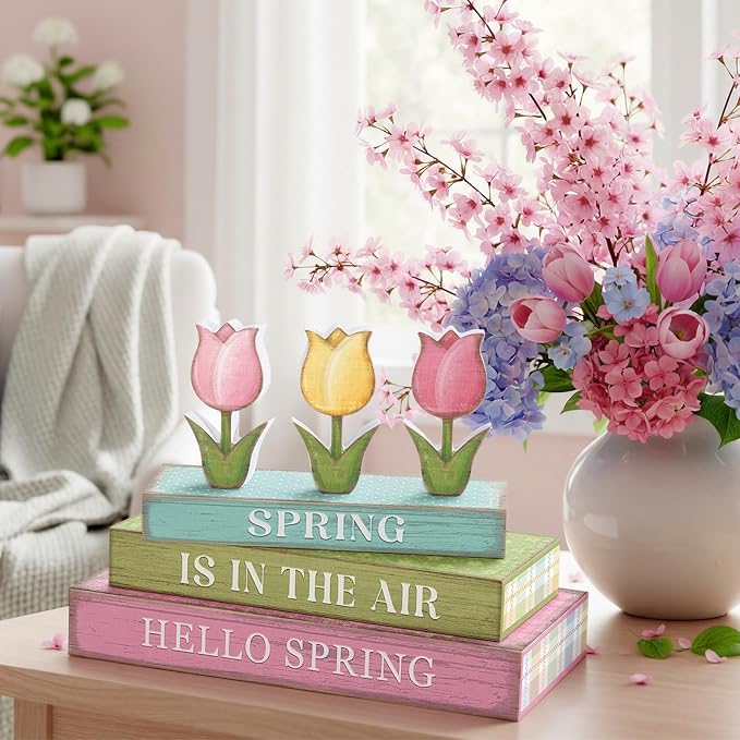 Amyhill 6 Pcs Spring Table Decor, Wooden Pastel Tulip Flower Signs, Decorative - Image 8
