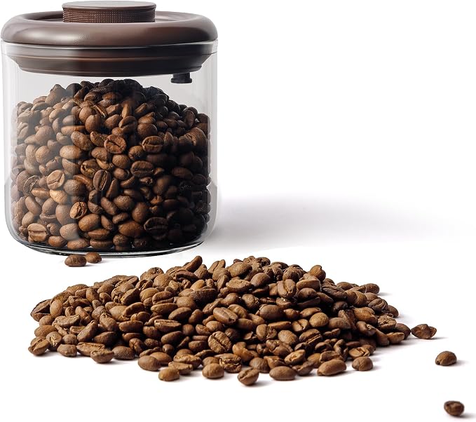 6OZ Clear Glass Coffee Canister by Rylzvita