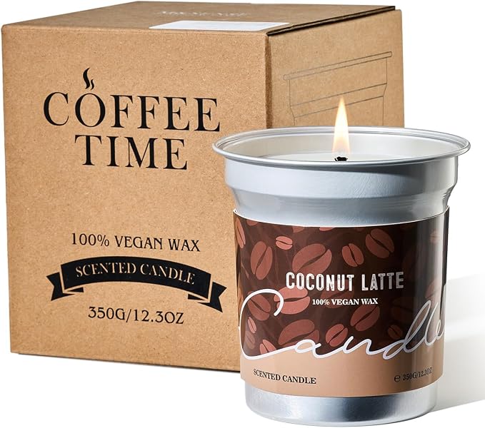 M&SENSE Coconut Latte Scented Candle, Soy Wax 12.3oz | 75 Hours Long Lasting by MSENSE