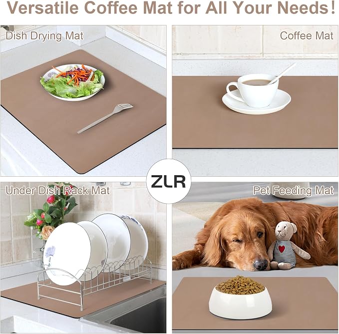 ZLR Coffee Bar Mat for Espresso Machine, Stain-Hiding PU Top, Non-Slip Back - Image 4