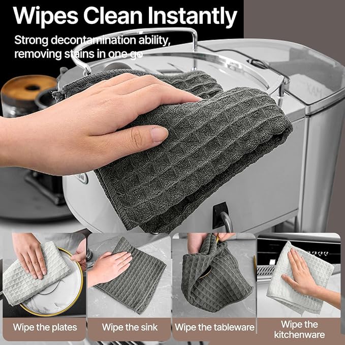 4 Pcs Barista Towels 11.8 Inch Waffle Weave Microfiber Cloths - Image 3