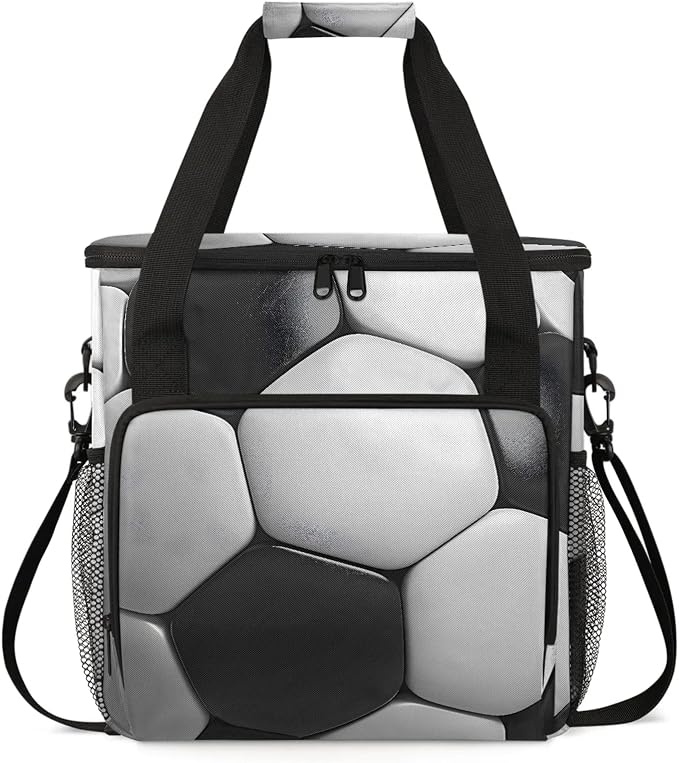 Black And White Soccer Coffee Maker Carring Bag, Large Insulated Storage by Home