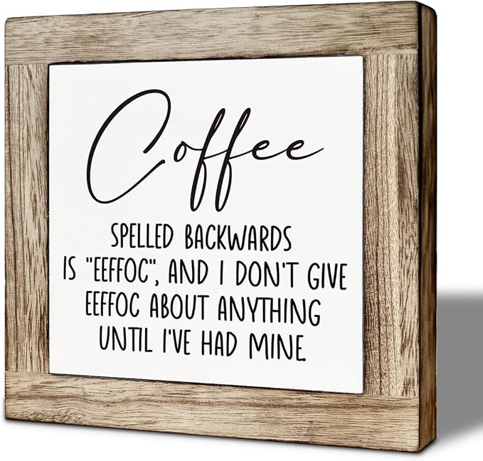 Farmhouse Coffee Wood Decor, Coffee Spelled Backwards Sign, Rustic Farmhouse by Unknown