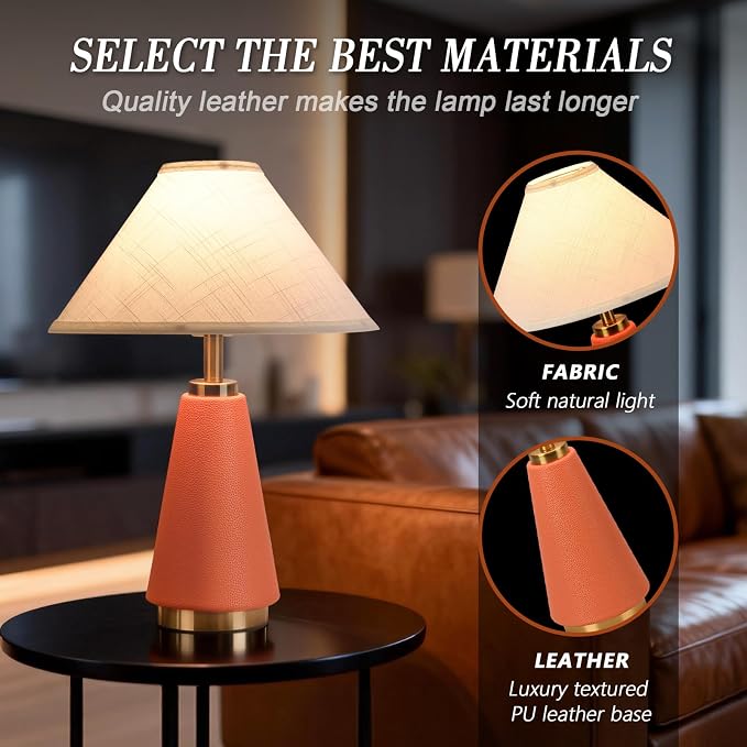 18.11 Inch Mid Century Modern Orange Table Lamp Set of 2, MCM - Image 4