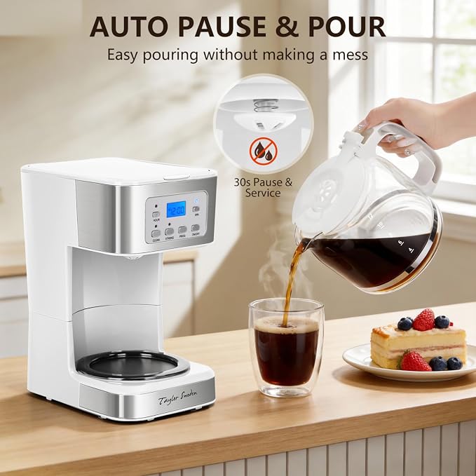Taylor Swoden 12-Cup Programmable Coffee Maker, Regular & Strong Brew Drip - Image 6