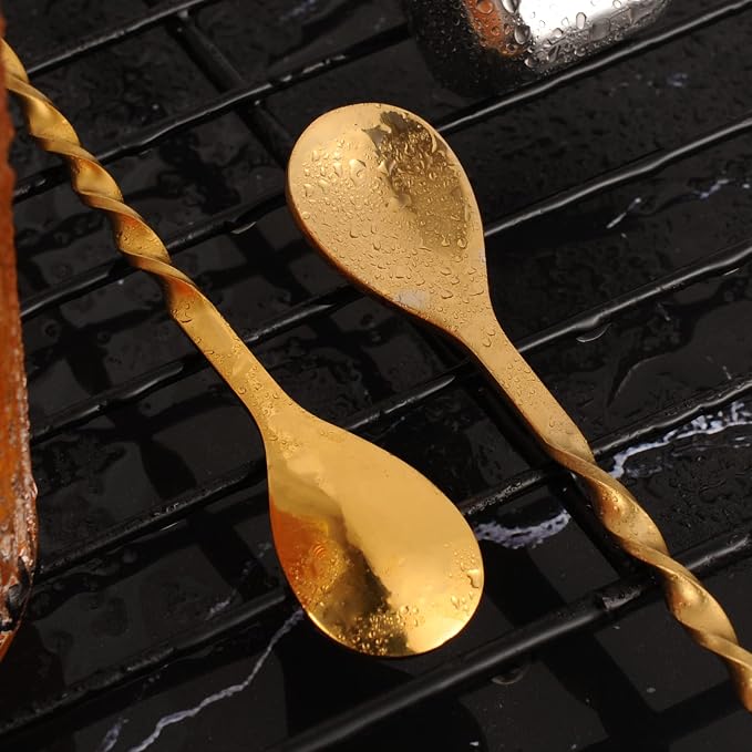 AnSaw Gold 10-Inch Stainless Steel Cocktail Spoon - Image 5