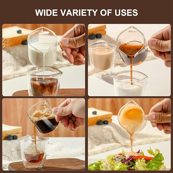 PARACITY Espresso Cup with Handle, 2.5 OZ Double Spout Clear Glass Measuring - Image 7