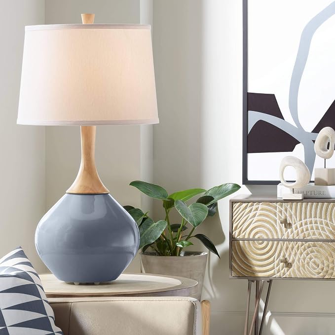 Color + Plus Wexler 31" White Shade Granite Peak Gray Modern Table Lamp by ColorPlus