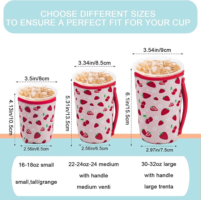 KJQJLY 3 Pack Reusable Iced Coffee Sleeves - Image 2