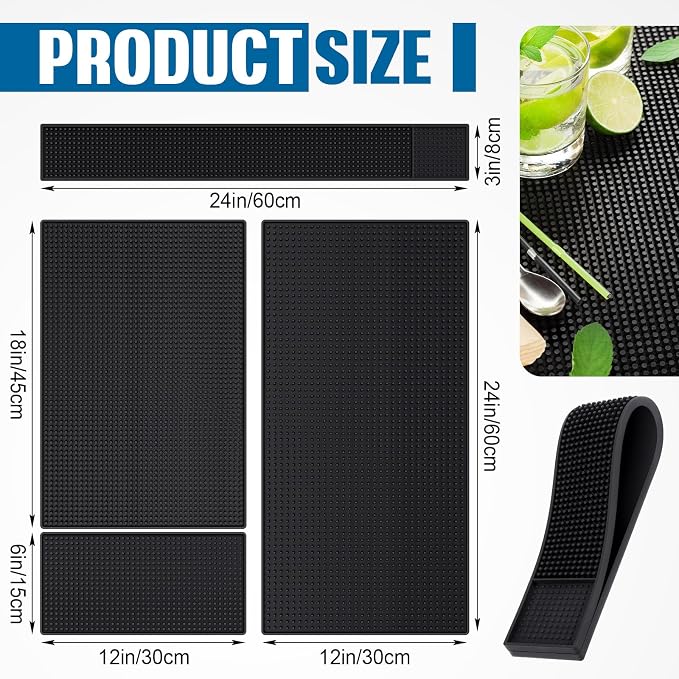Jingmore 4 Pcs Thick Rubber Bar Mats - Image 2