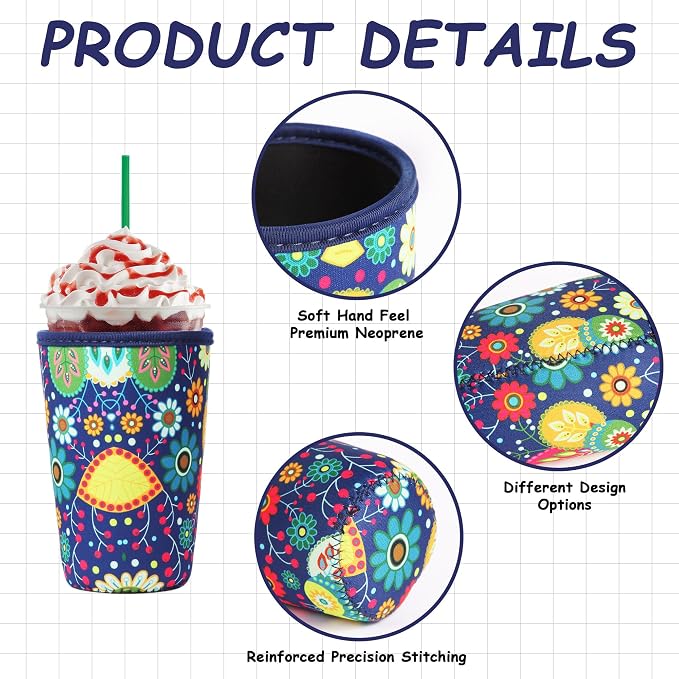 3Pcs Reusable Insulated Neoprene Iced Coffee Cold Soda Cup Sleeve | Fruit - Image 4