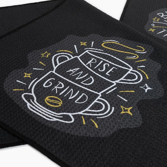 Microfiber Waffle Towels – Set of 2 “Rise & Grind” + “Better Latte Than Never” - Image 3