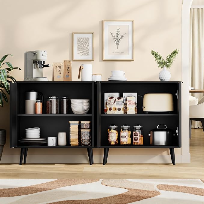 Set of 4 Fluted Storage Cabinet, Buffet Cabinet - Image 8