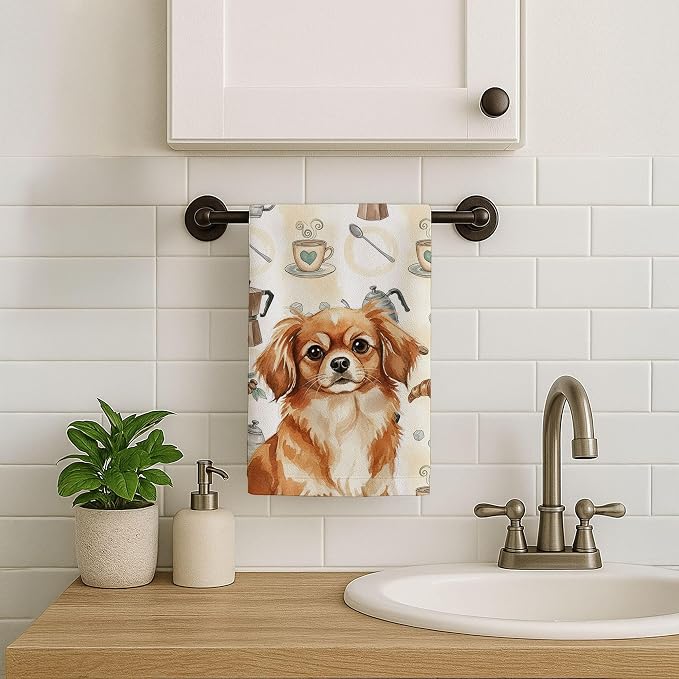 Caroline's Treasures Red Tibetan Spaniel Coffee Bar Kitchen Towel Velour Plush - Image 7