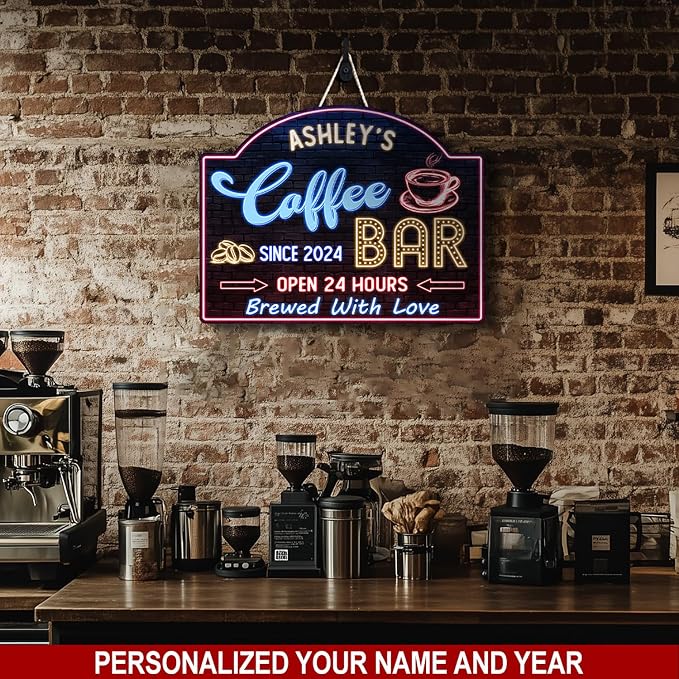 THUYPT Personalized Coffee Sign, Coffee Wooden Sign Plaque Wall Hanging Coffee - Image 3