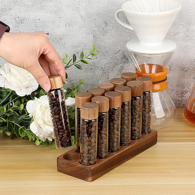 JUXYES Set of 12 Single Dose Coffee Bean Storage Tubes - Image 6