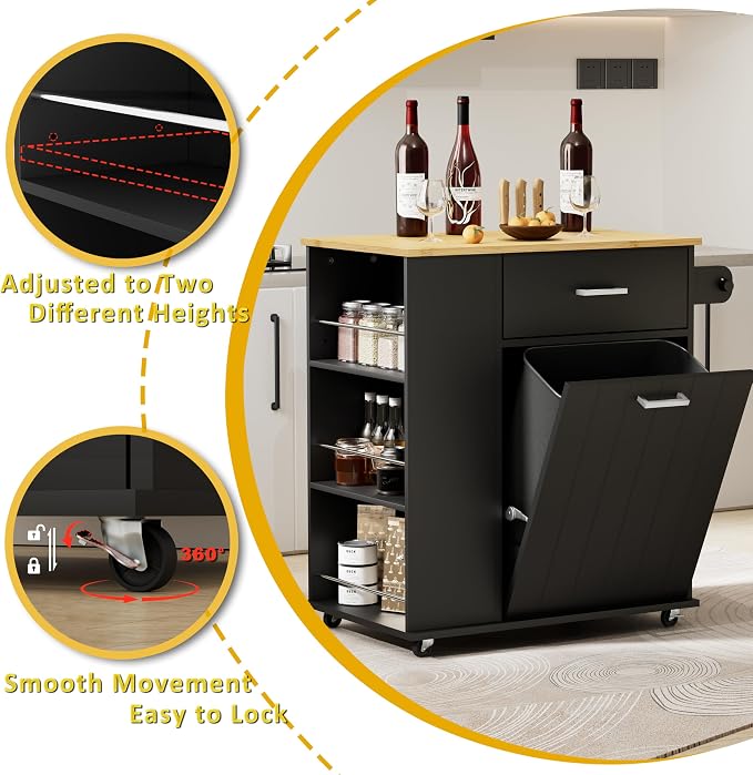 HQZX Rolling Kitchen Island - Image 3