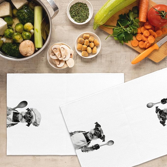 Funny Schnauzer Kitchen Towels Set of 2, Dog Kitchen Accessories, Dog Chef Gift - Image 5
