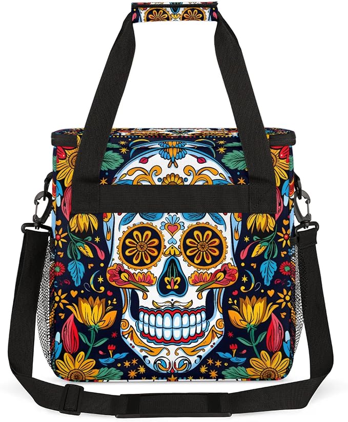 Sugar Skull Gothic Halloween Coffee Maker Carring Bag, Large Insulated Storage - Image 5
