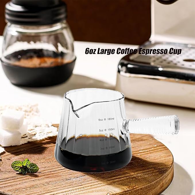 FANTESTICRYAN 6OZ Measuring Cup, Ribbed Borosilicate Glass Espresso Cup - Image 2