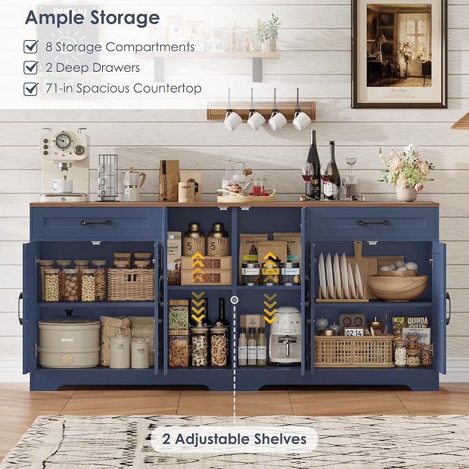 71” Large Sideboard Buffet Cabinet - Image 4
