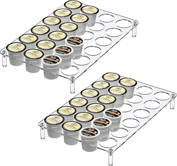 Amazing Abby 2-Pack 24-Slot Flat Acrylic Coffee Pod Holder, Large-Capacity by AmazingAbby