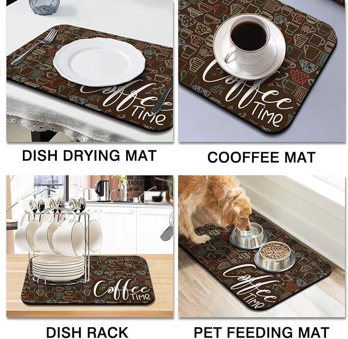Coffee Mat - Absorbent Coffee Bar Drying Mat - Waterproof Kitchen Counter Decor - Image 4