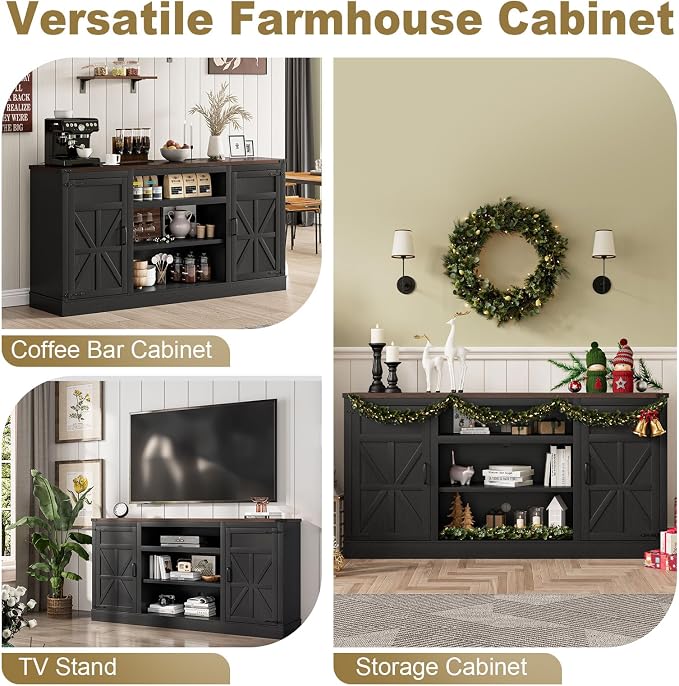 XVD 66" Farmhouse Coffee Bar Cabinet - Image 5