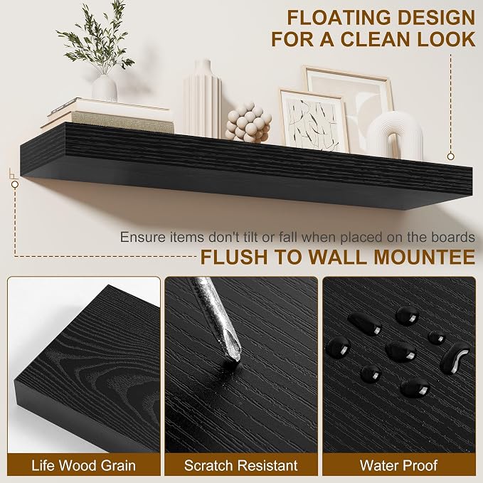 Fun Memories Floating Shelves for Wall, 36Inch Floating Shelves Set of 2 - Image 5