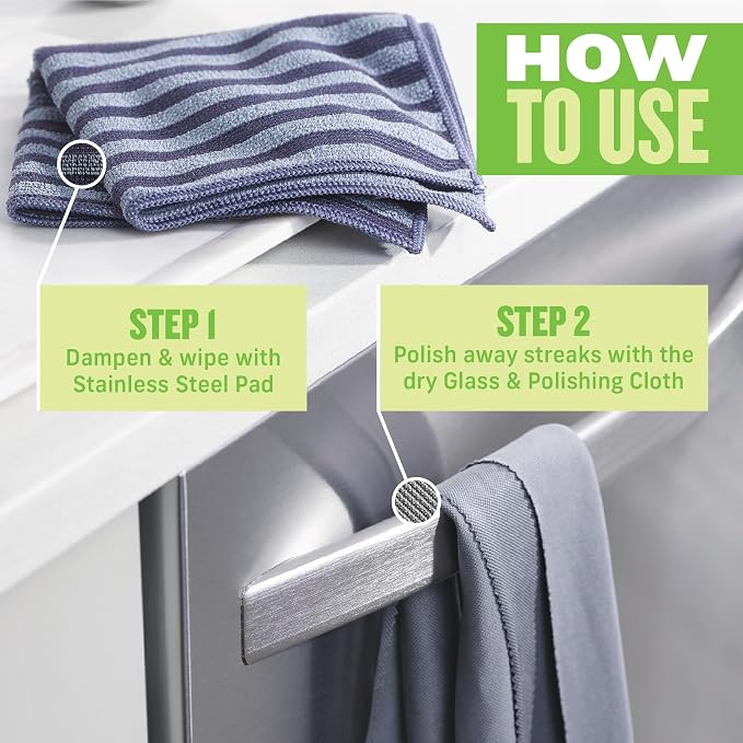 E-Cloth Stainless Steel Microfiber Cleaning Cloth Pack - Image 2