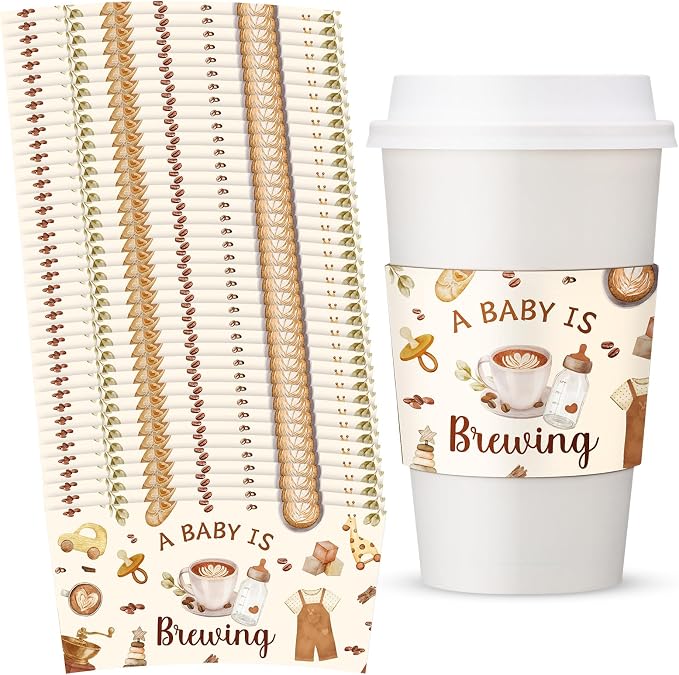 Jingmore 50 Pcs a Baby Is Brewing Coffee Cup Sleeves Disposable Sleeves Brewing by Jingmore
