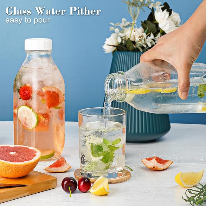 2 Pack Glass Milk Bottle with 2 Dispenser Caps, 100% Airtight Heavy Duty Screw - Image 7