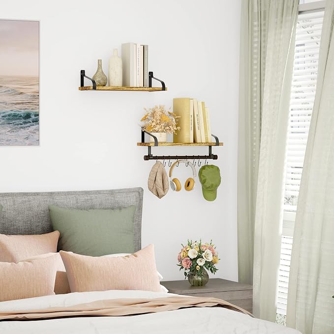 Love-KANKEI Floating Shelves Wall Mounted Set of 2, L17.3 x W7.3 Inch Storage - Image 8